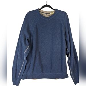Tommy Bahama blue waffle Cabin core long sleeve sweater pull over size L